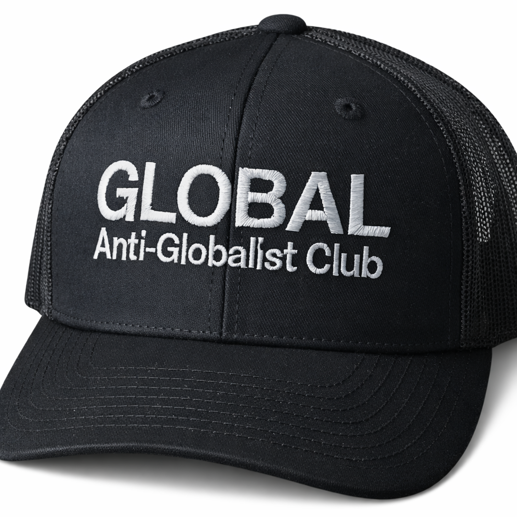 Global Anti-Globalist Club trucker hat - detailed view